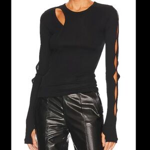 Helmut Lang Slash Long Sleeve Top - Basalt Black - Size Medium